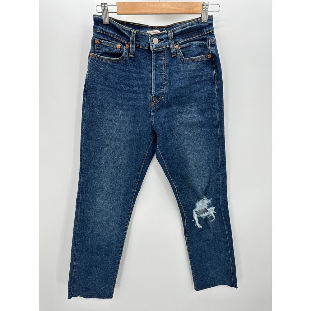Levi's Womens 28 Medium Wash Distressed Wedgie Straight Denim Jeans Stretch NWOT